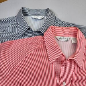 Lilly Dache Lot of 2 Vintage Polyester Striped Polo Shirt Mens Large